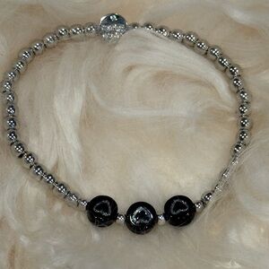 Marlyn Schiff Silver and Black Beaded Bracelet